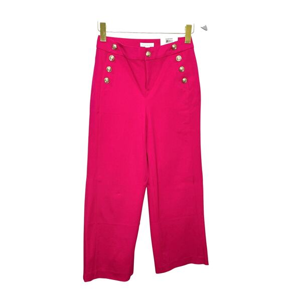 Charter Club Bold Strawberry Pink Wide Leg High Rise Sailor Pants 4P - Picture 1 of 8
